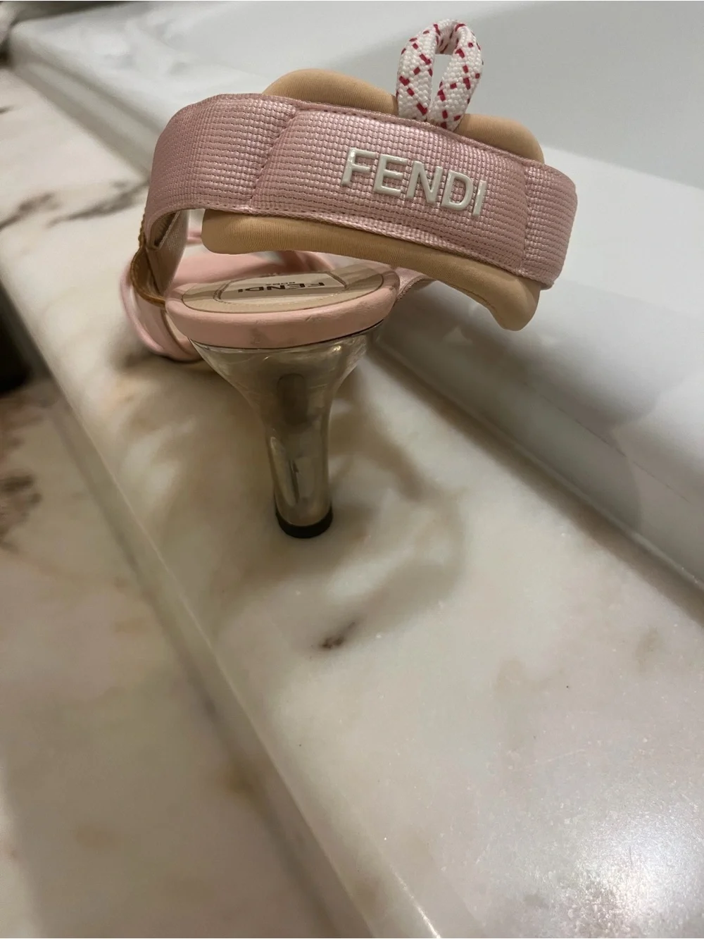 Authentic Fendi Pink and metallic Ribbon Strap Sandals